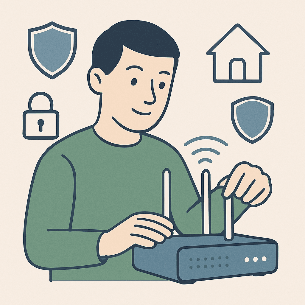person setting up a Secure Wi-Fi Network