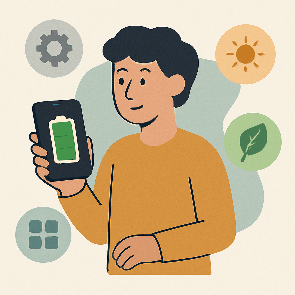 person improving his smartphone battery life