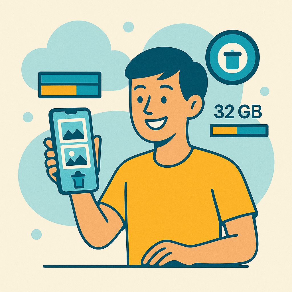 person recovering deleted photos from his phone