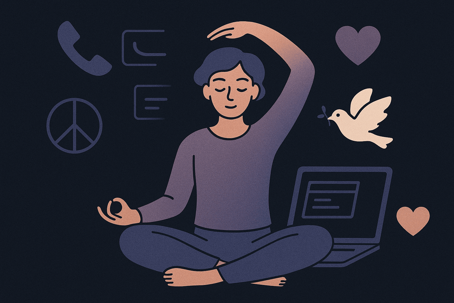 illustration of a person managing screen time and burnout