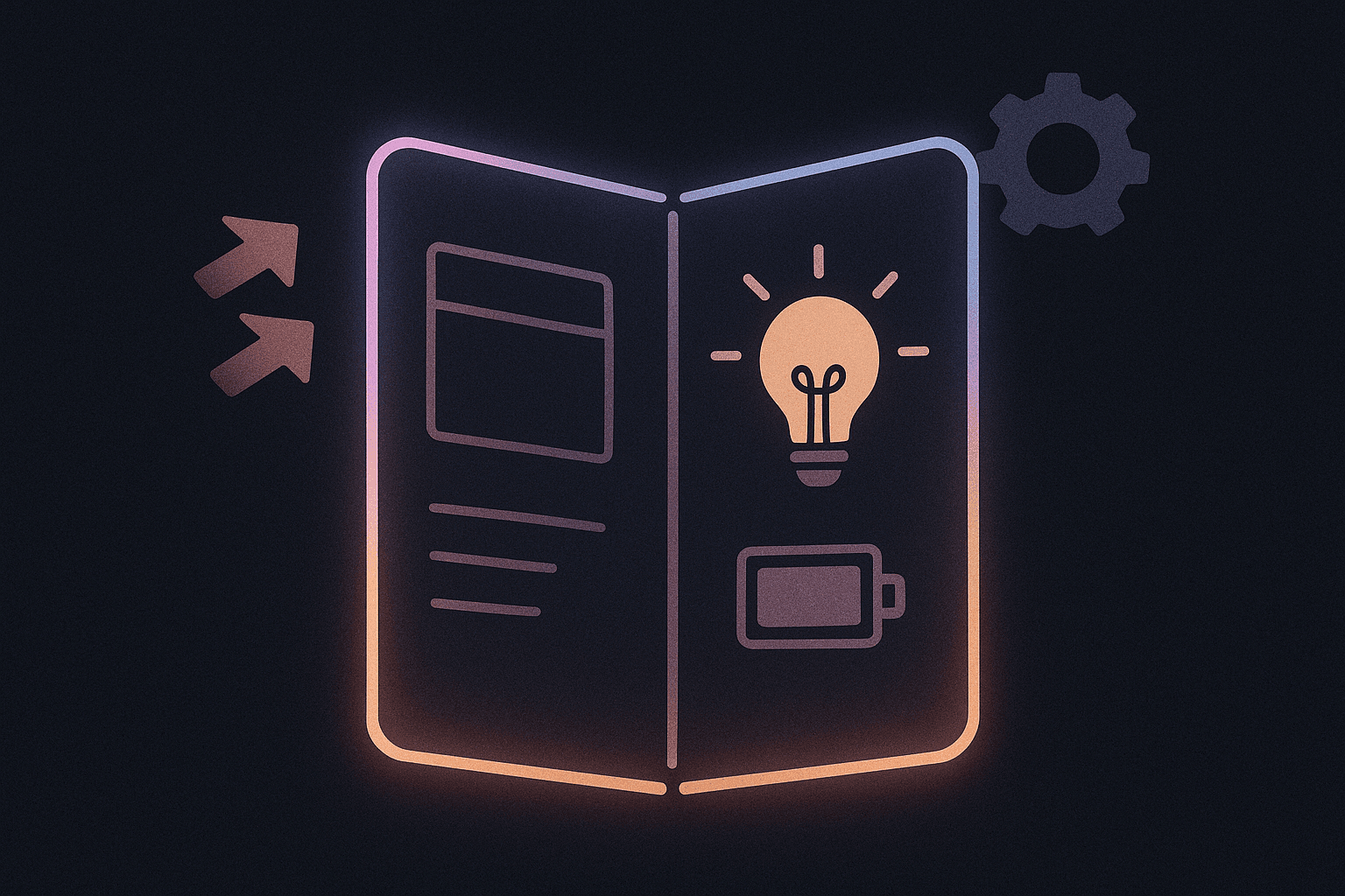 Foldable smartphone illustration showing modern multitasking features.