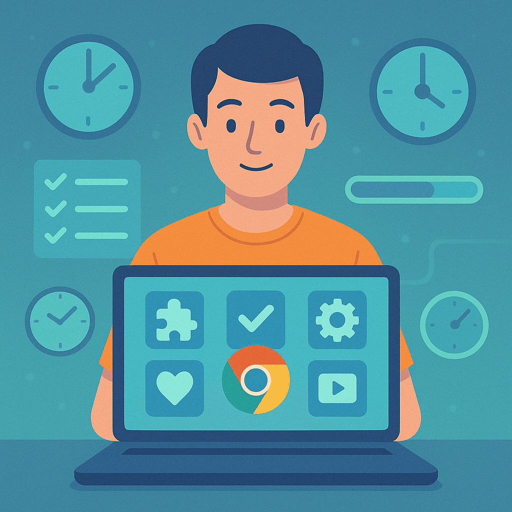hrome browser showing productivity extensions in action.