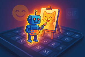 A phone keyboard showing the creation of Gboard AI stickers, representing the evolution of digital expression.